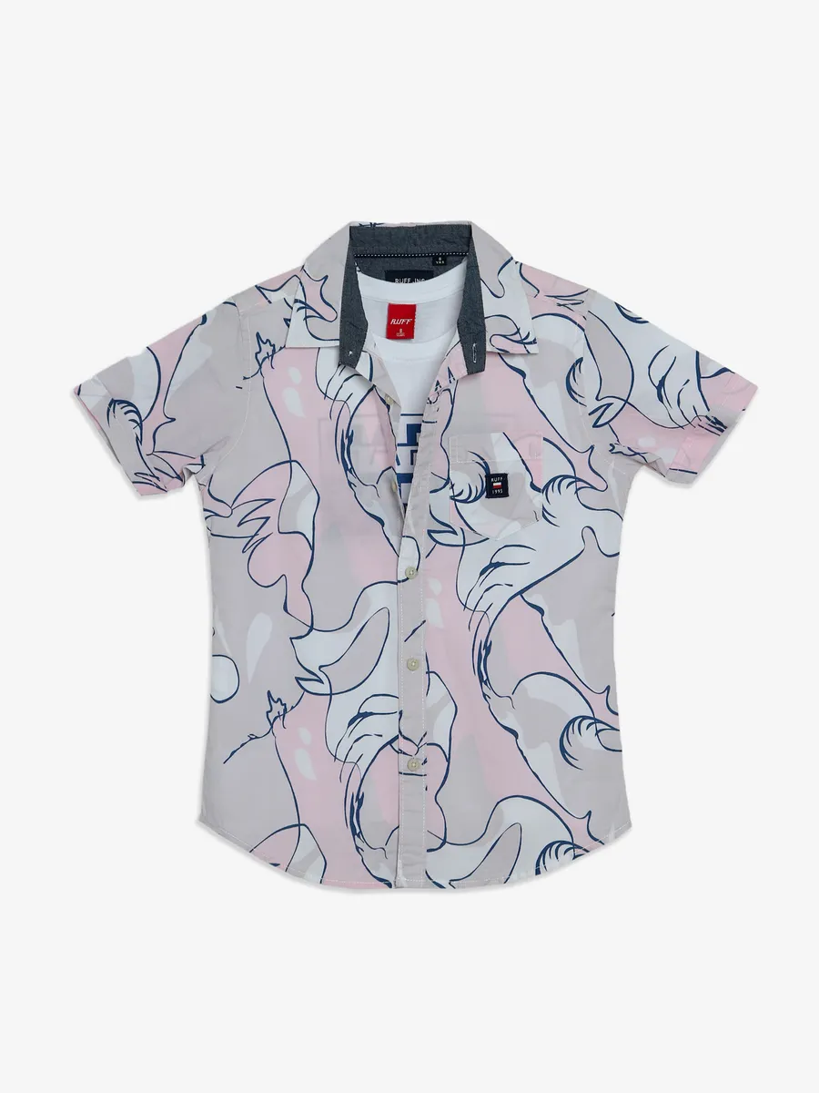 Ruff pink printed shirt with t shirt