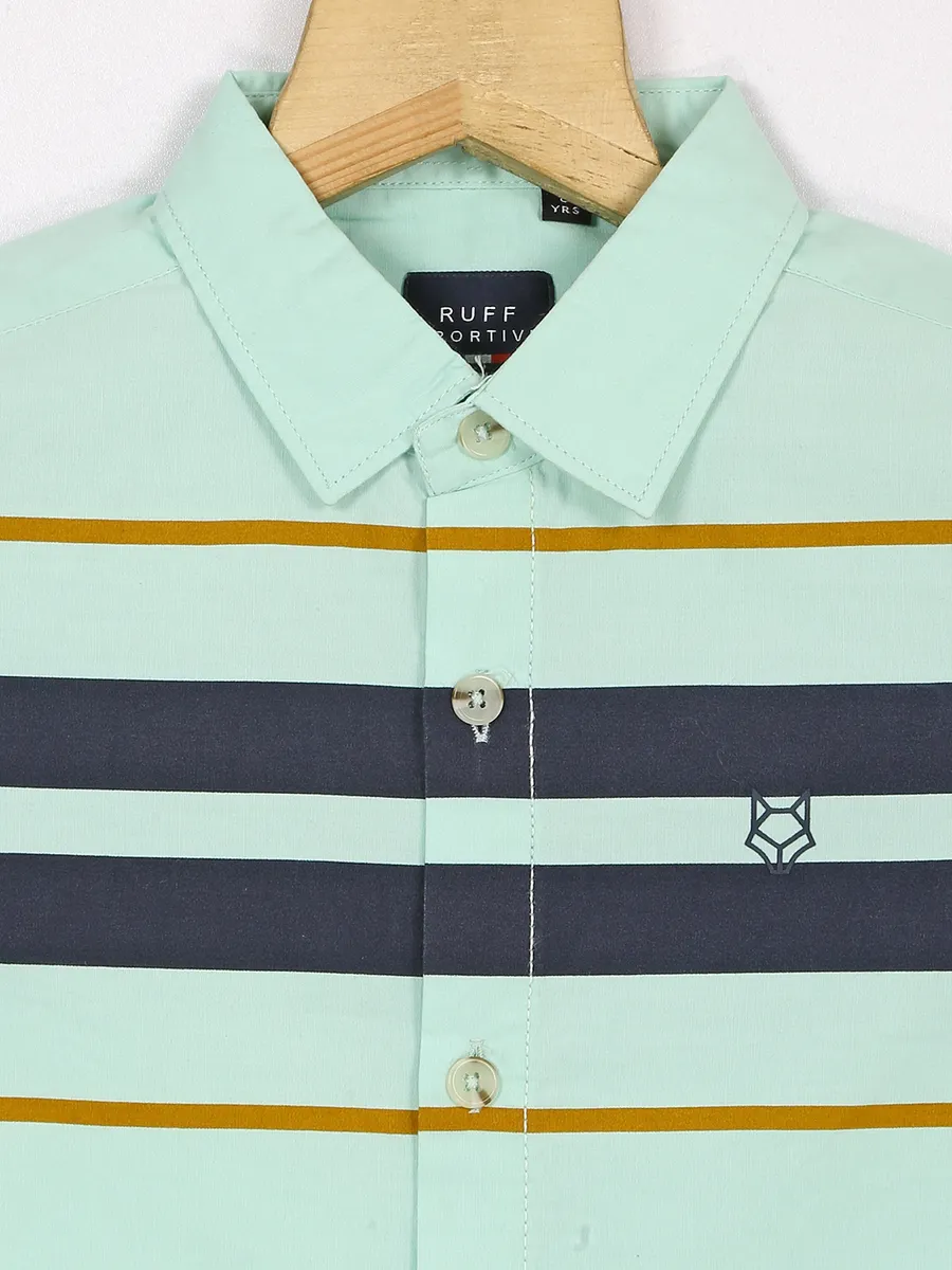 Ruff pista green casual shirt in cotton