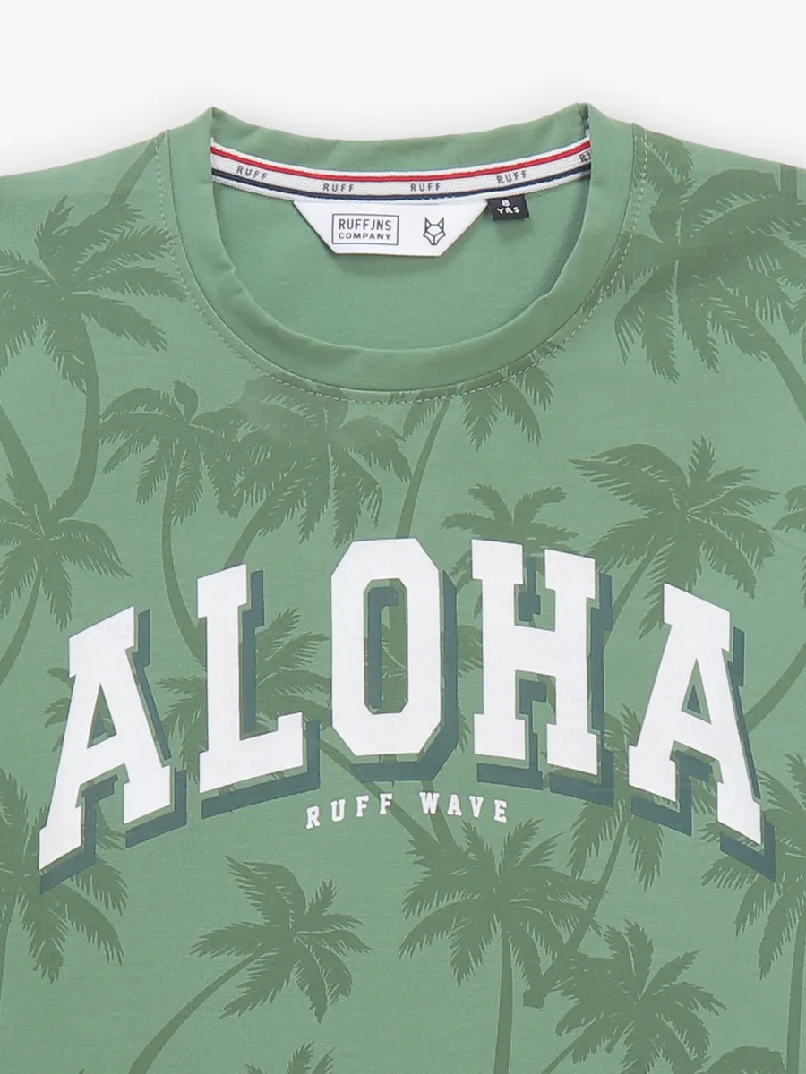 RUFF printed green cotton t-shirt