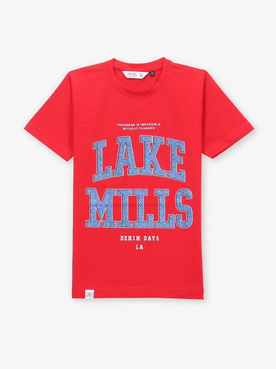 RUFF red printed cotton t-shirt