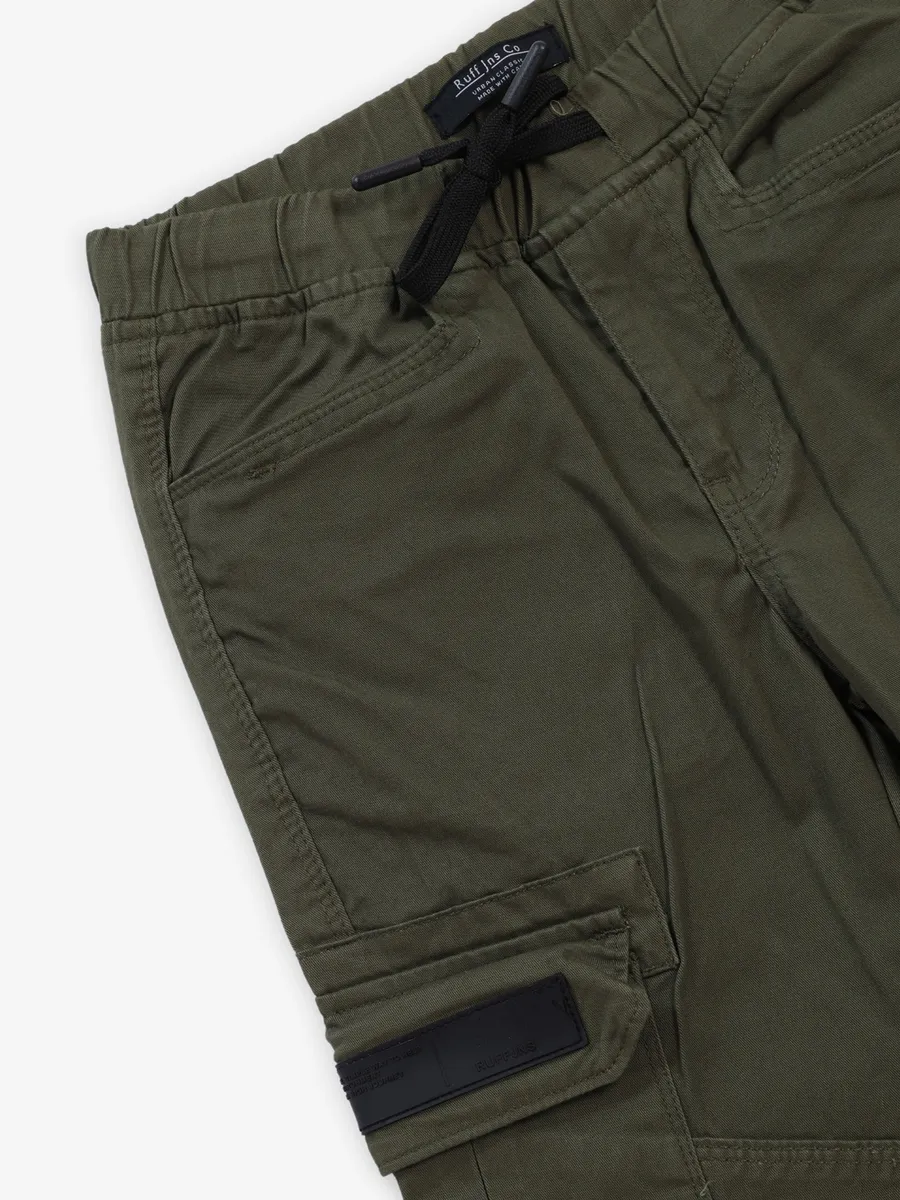 RUFF solid dark olive cotton cargo