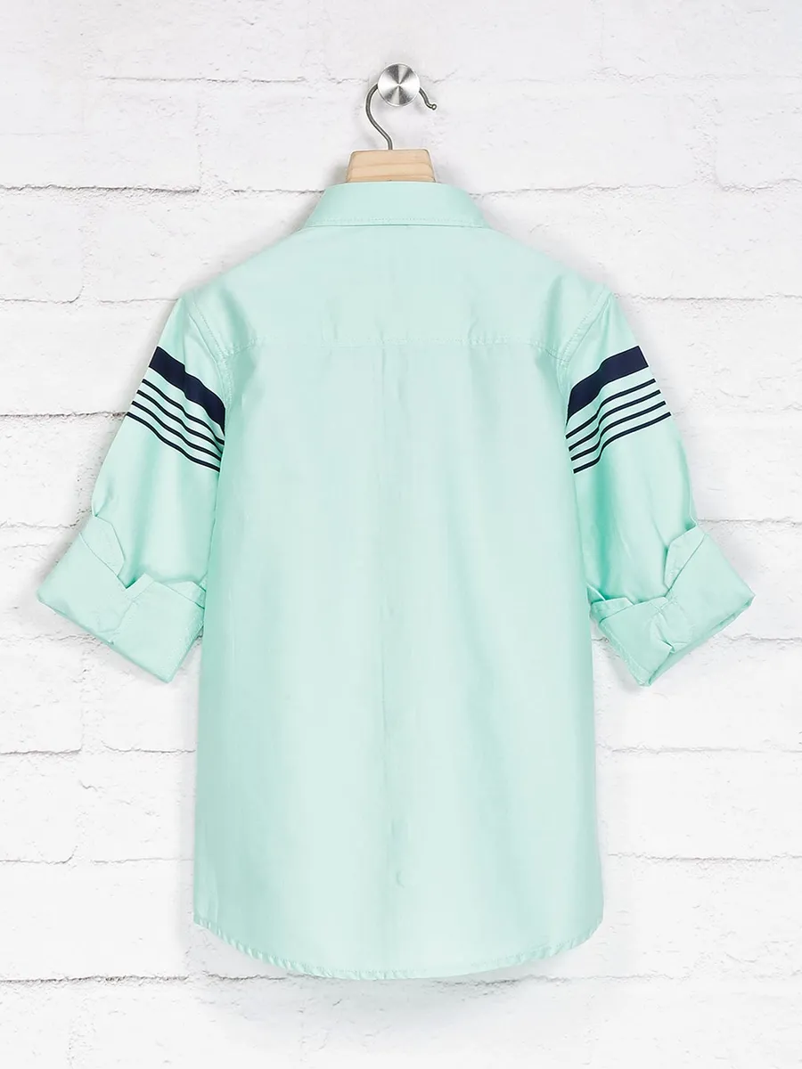 Ruff stripe sea green casual shirt