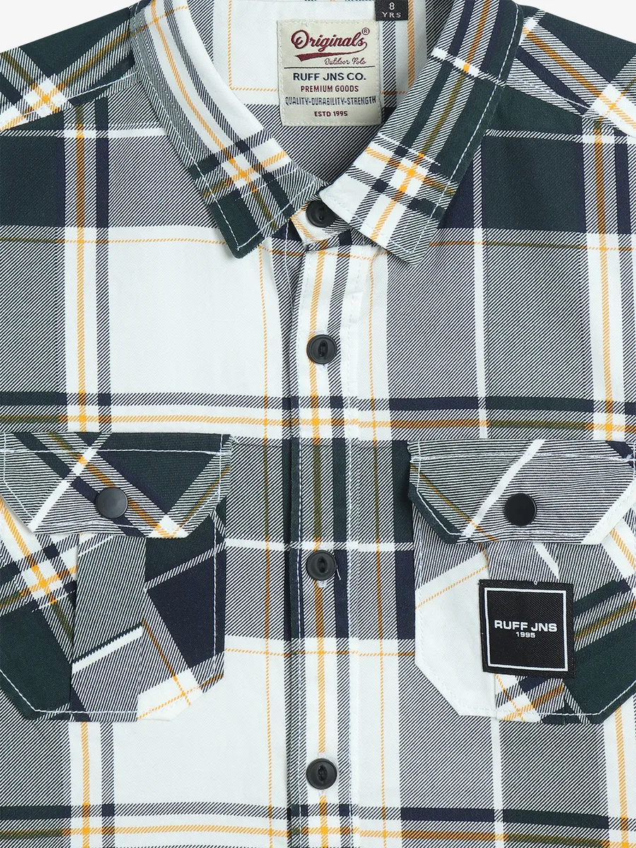 RUFF white and blue cotton checks shirt