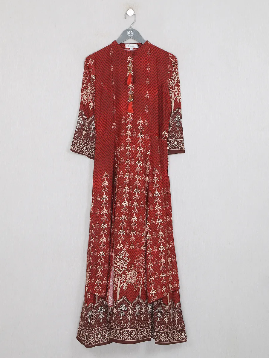 Maroon beautiful cotton casual wear printed kurti