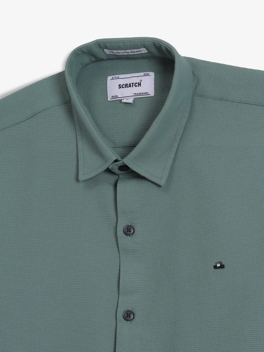 SCRATCH green texture casual shirt