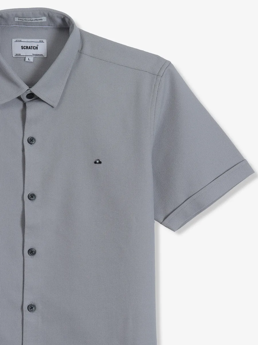 SCRATCH grey texture casual cotton shirt