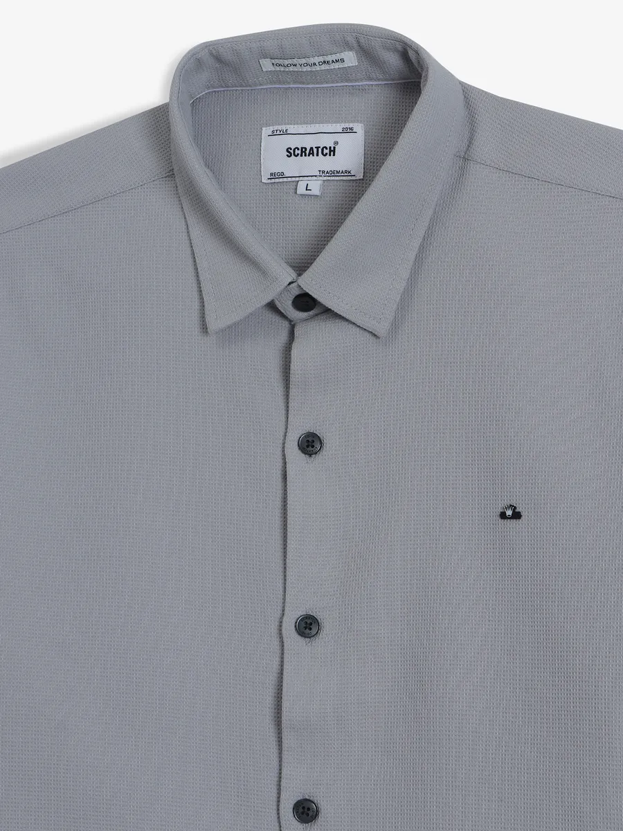 SCRATCH grey texture casual cotton shirt