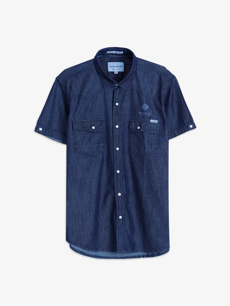 Scratch navy denim shirt