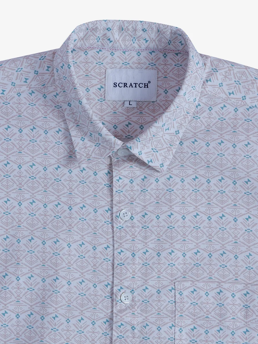 Scratch white printed half sleeve shirt