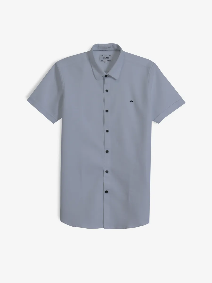 SCRATCH white texture casual shirt