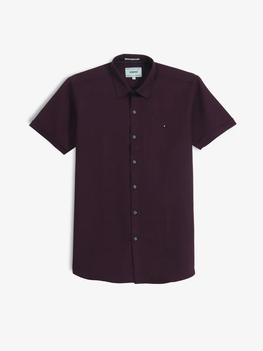 SCRATCH wine cotton casual shirt