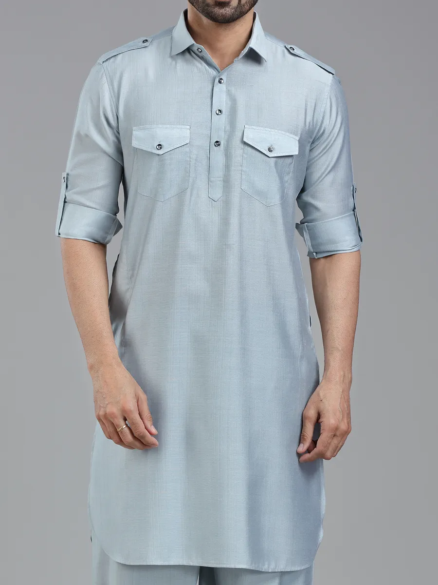Serene pastle blue mens pathani kurta set-G3-MPS4279