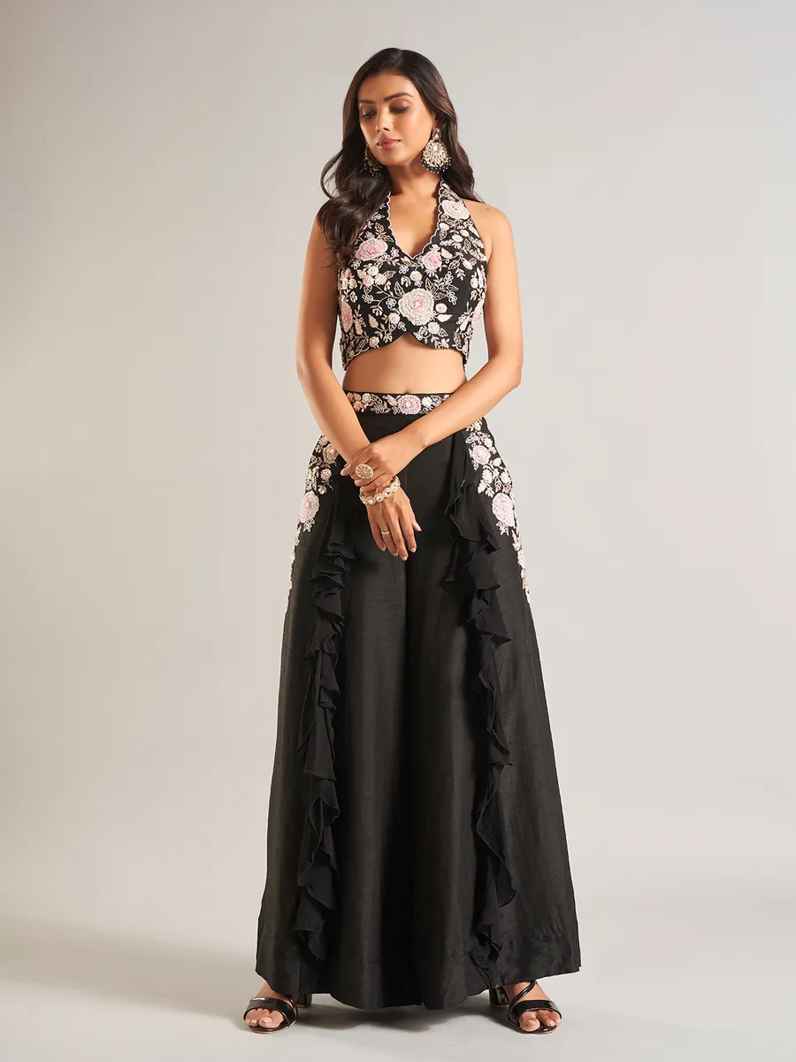 Silk black palazzo salwar suit