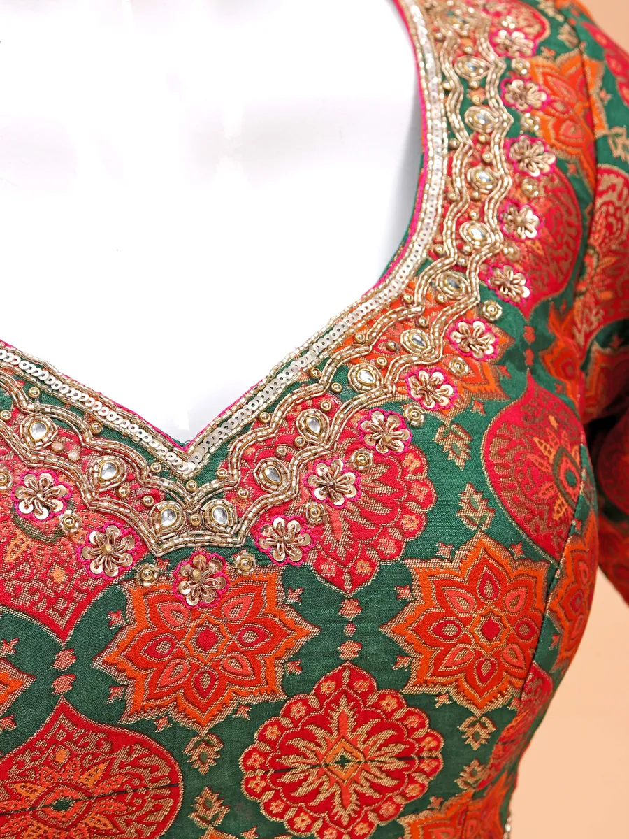 Silk dark green blouse