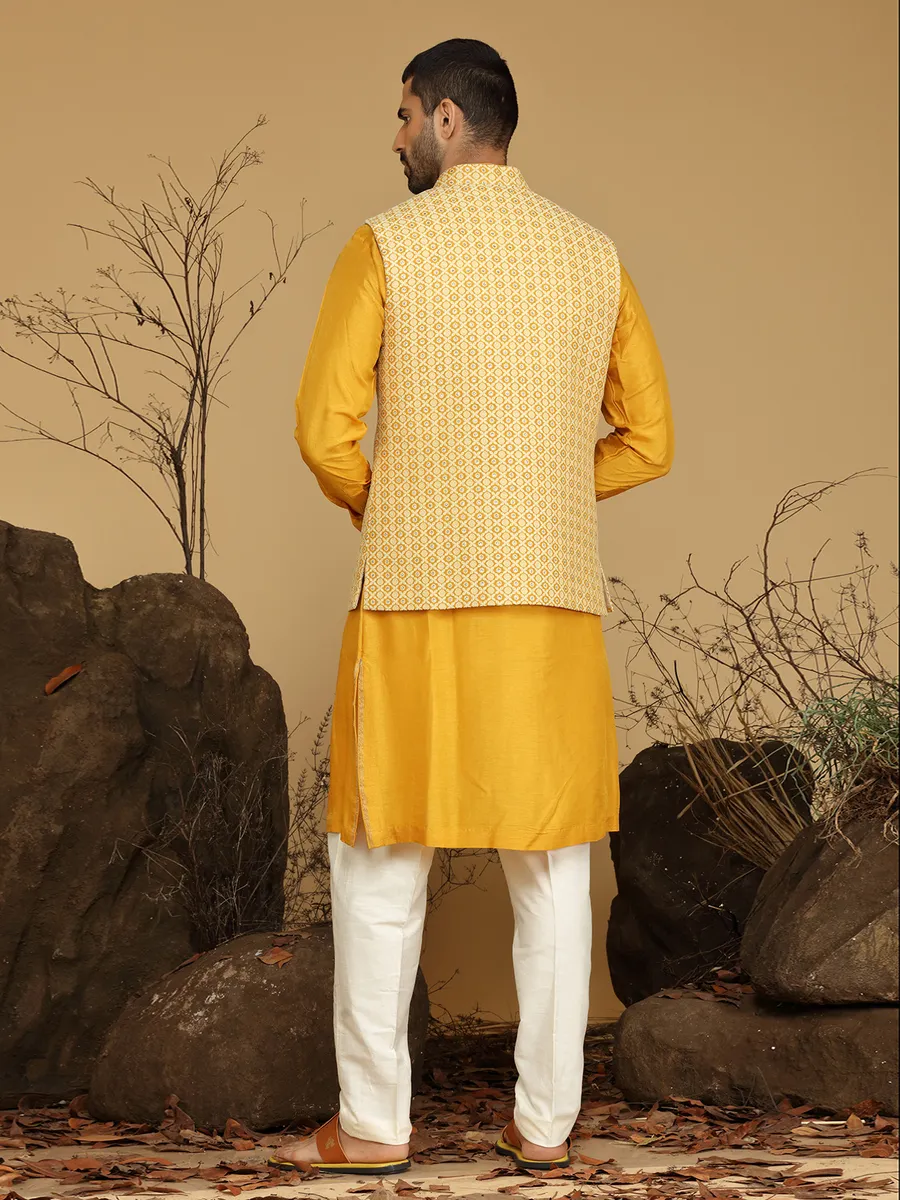 Silk dark yellow waistcoat set