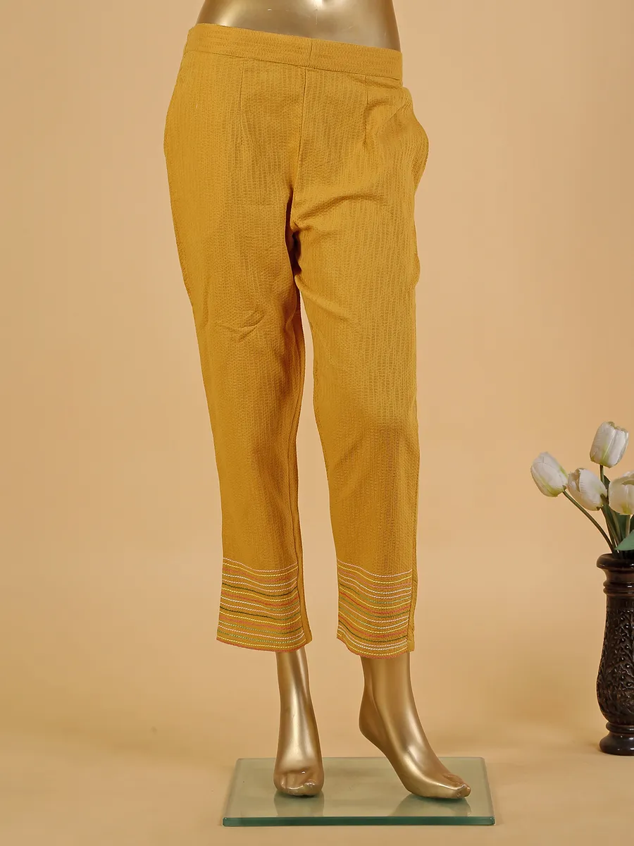 Silk emboidery co ord set in mustard yellow