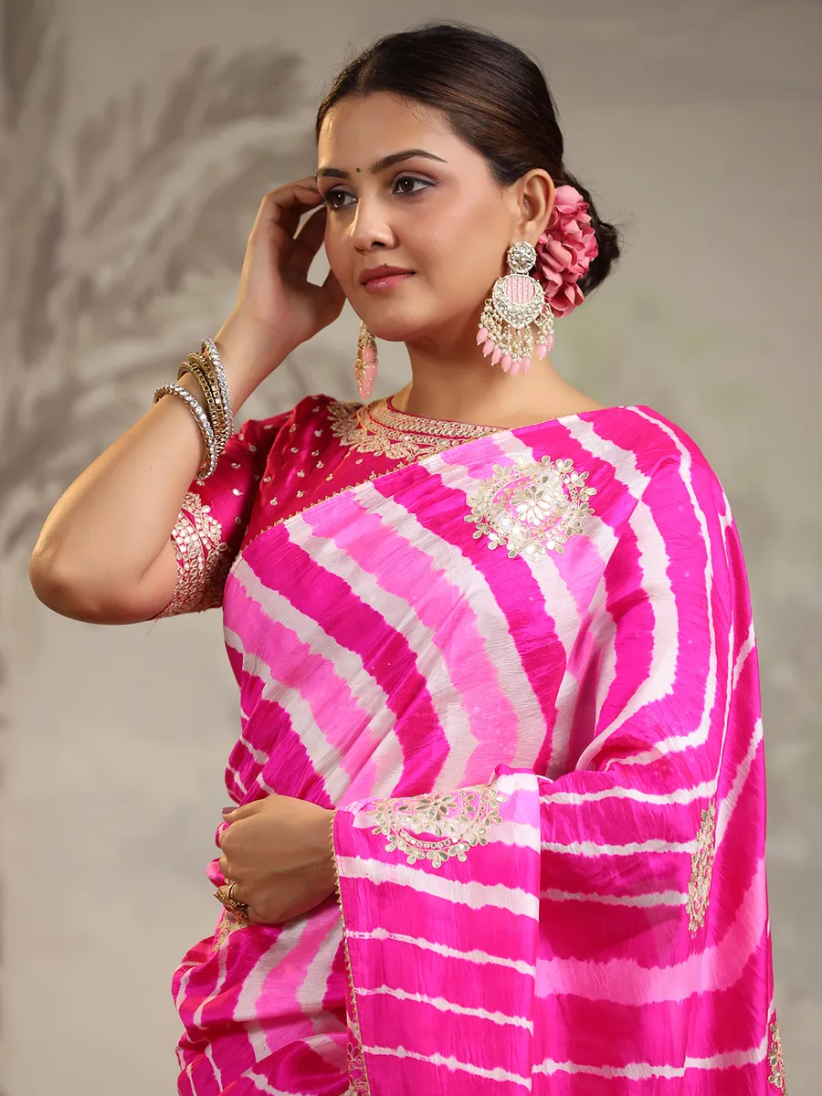 Silk magenta saree with zari work