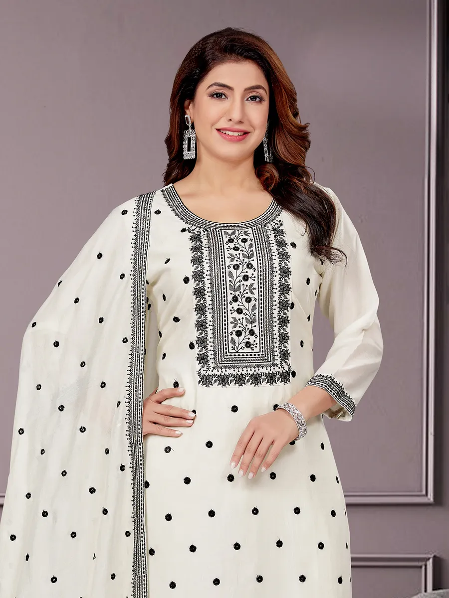 Silk off-white salwar suit for festive