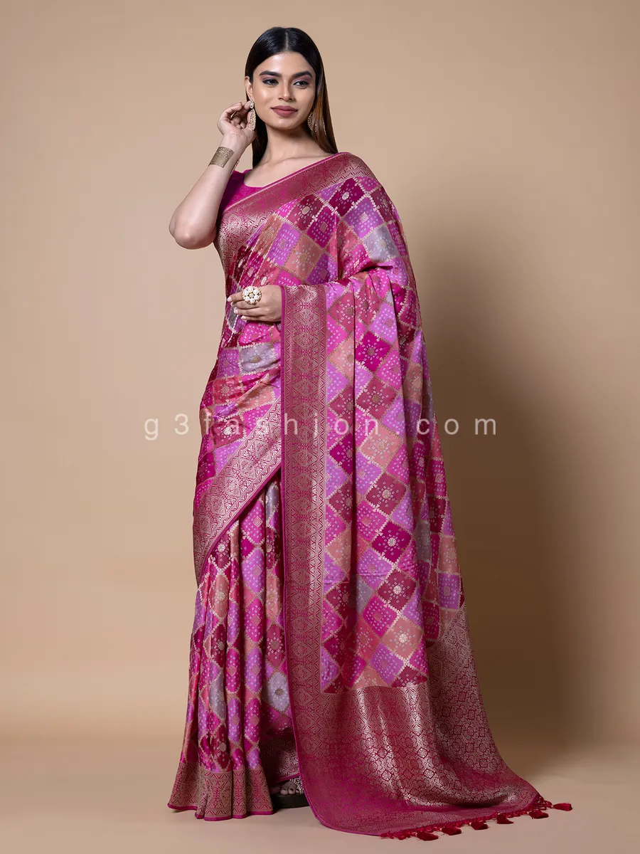 Dola silk pink shaded saree