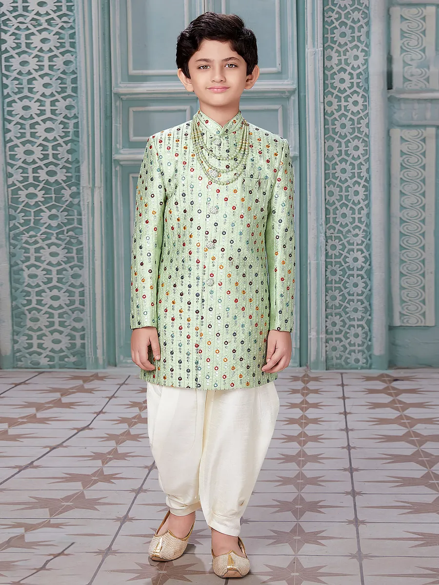 Silk pista green indowestern