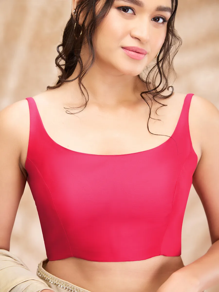 Silk plain blouse in bright pink