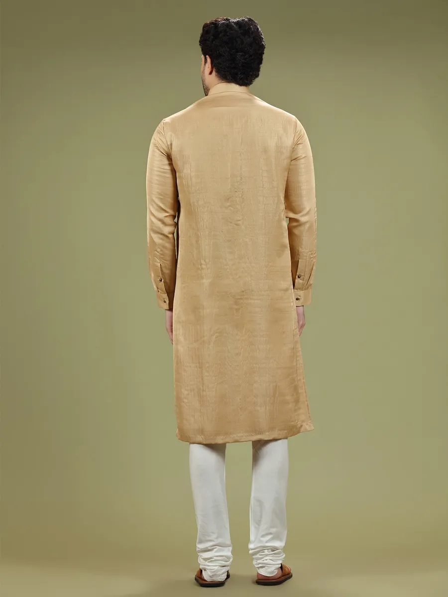 Silk plain gold kurta suit