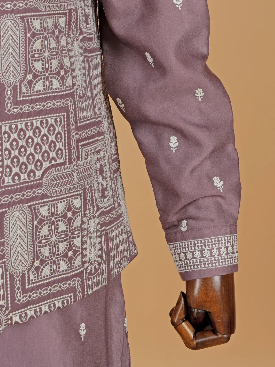 Silk wedding wear waistcoat set in Onion pink