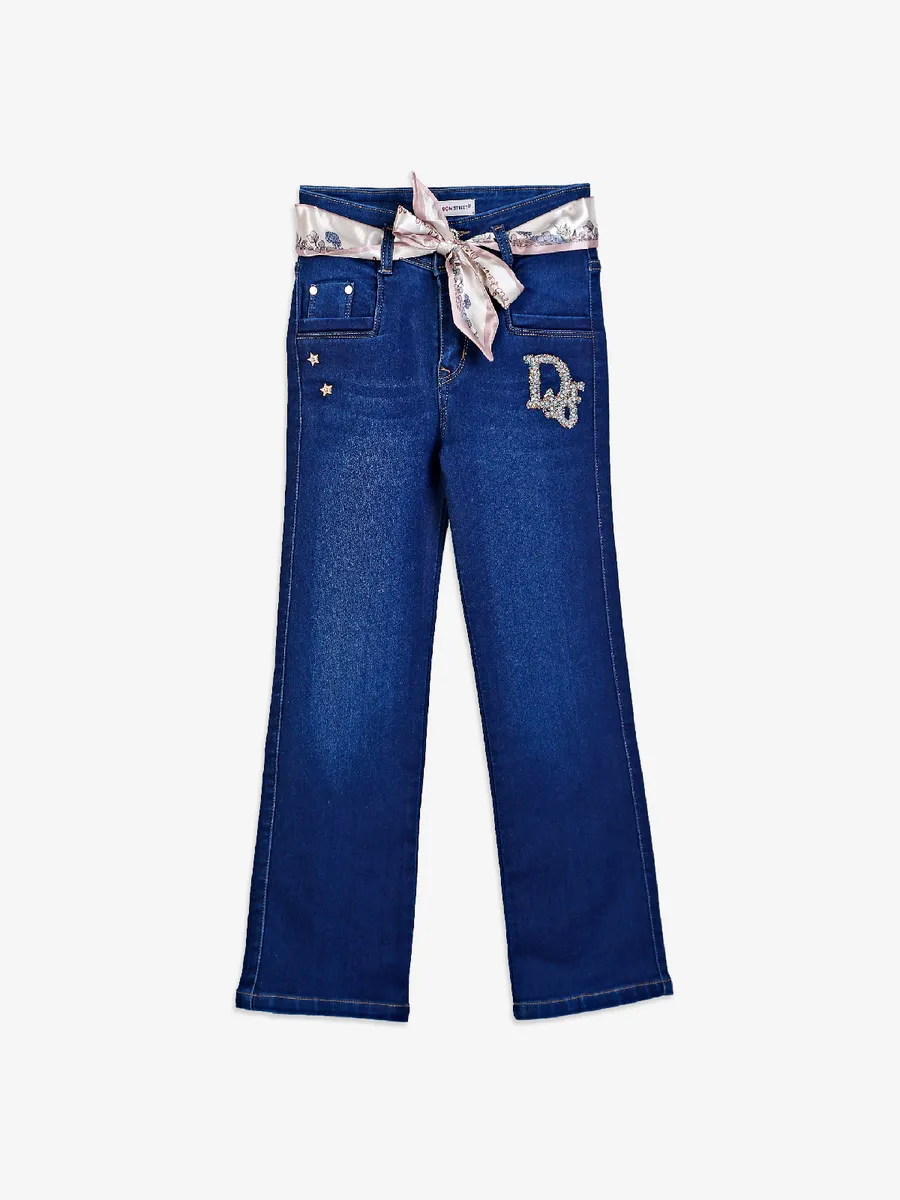 Silver Cross navy washed straight jeans