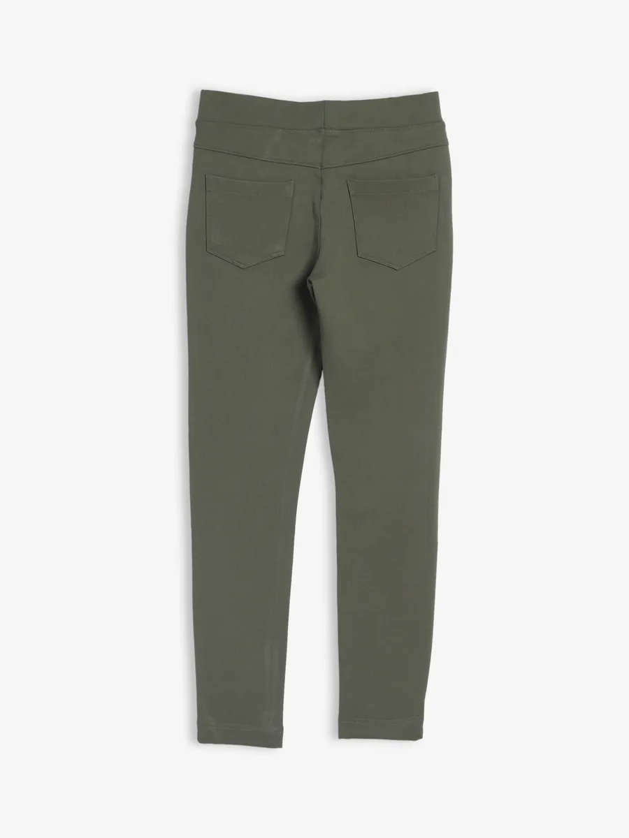 Solid military green jeggings