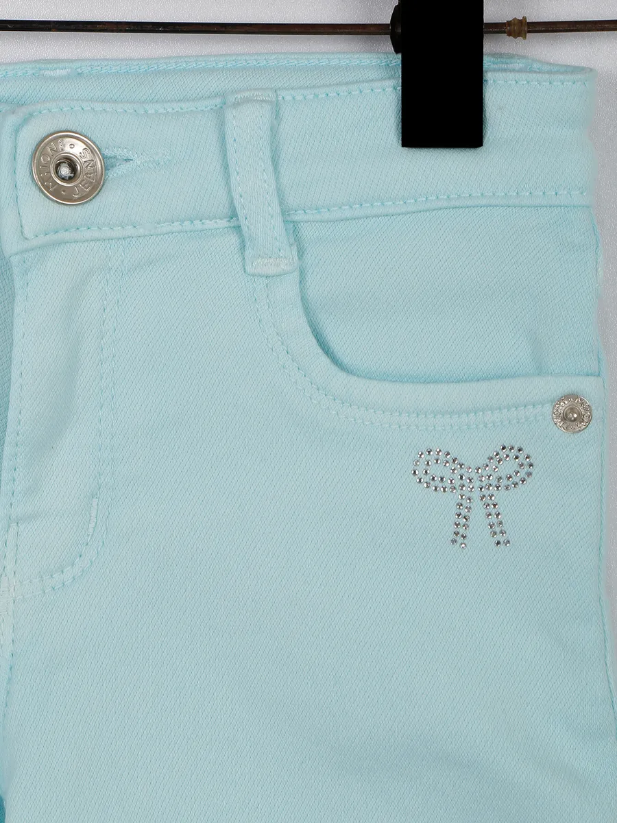 Solid sea green shorts for girls