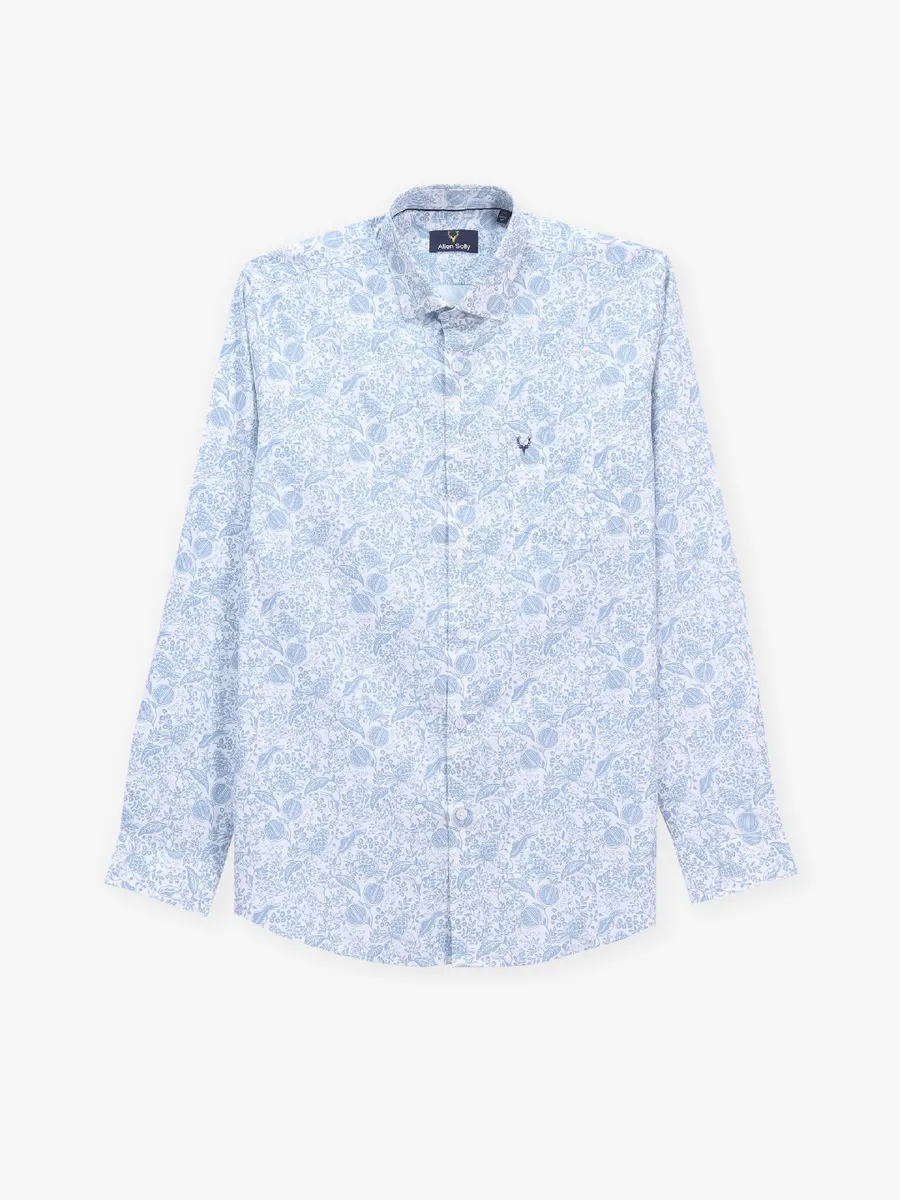 ALLEN SOLLY soothing sky blue floral design casual shirt