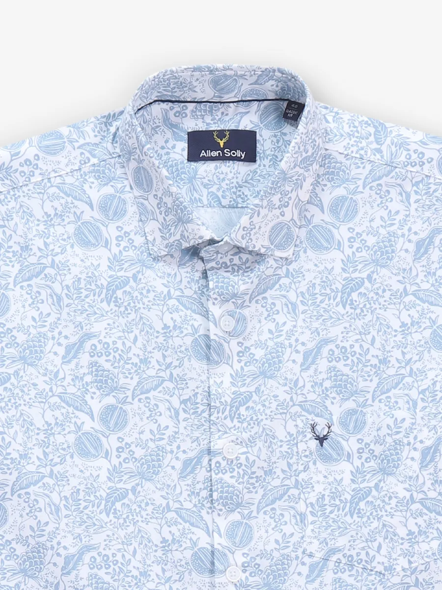 ALLEN SOLLY soothing sky blue floral design casual shirt