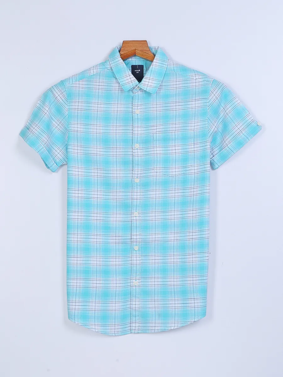 Spykar aqua checks shirt