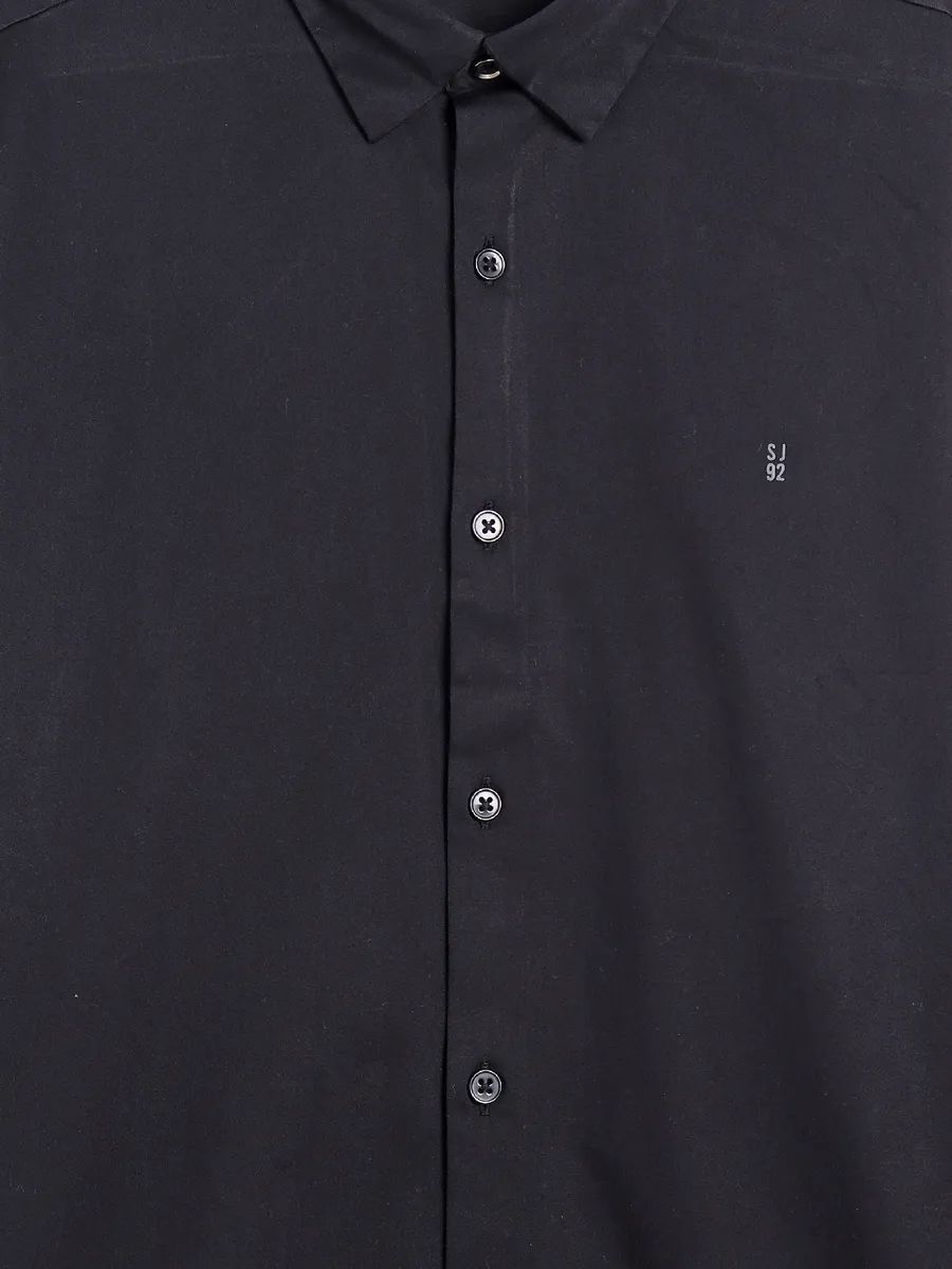 Spykar black plain cotton shirt
