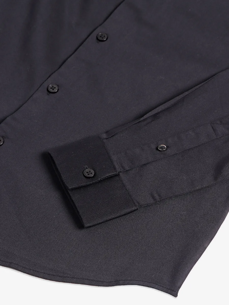 Spykar black plain cotton shirt