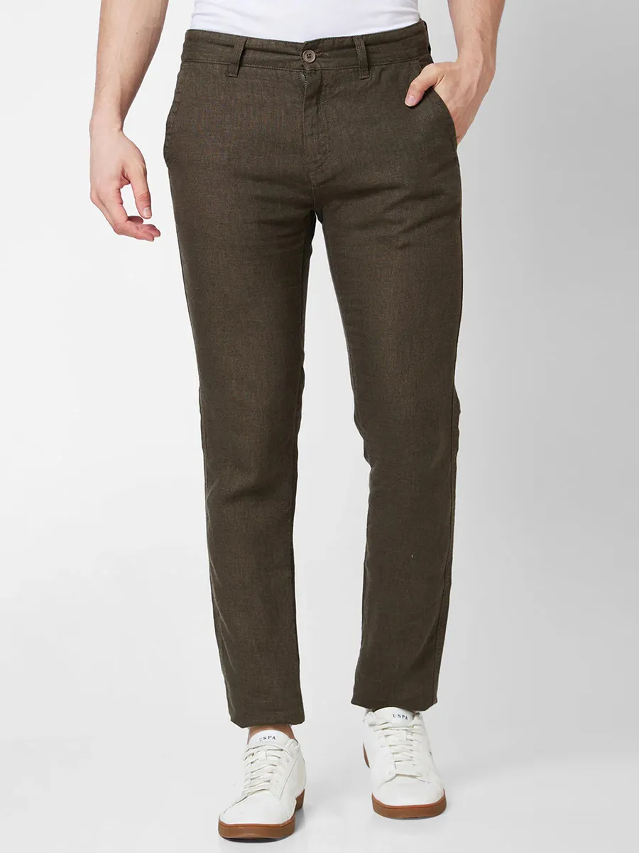 SPYKAR brown linen trouser
