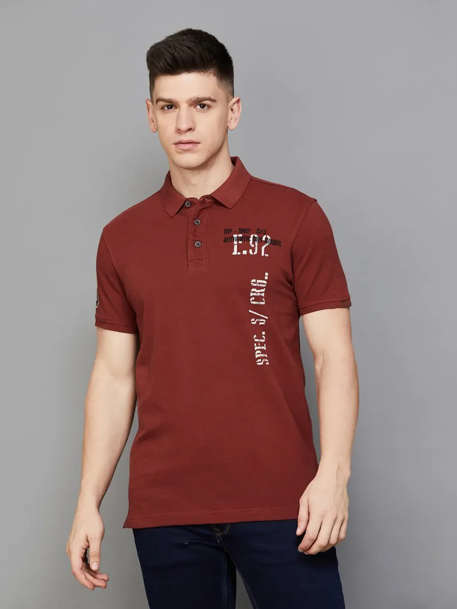 Spykar brown polo t-shirt