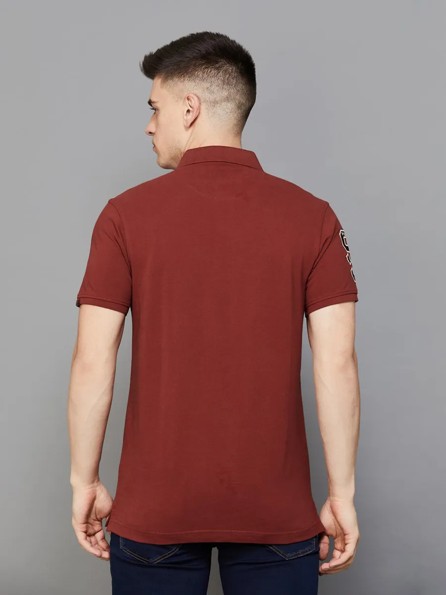 Spykar brown polo t-shirt