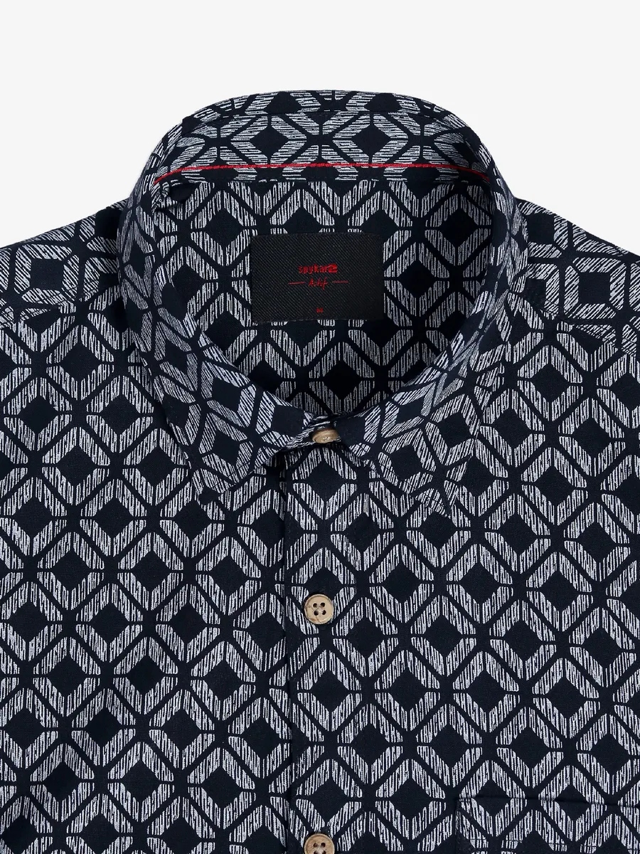 Spykar cotton black printed shirt