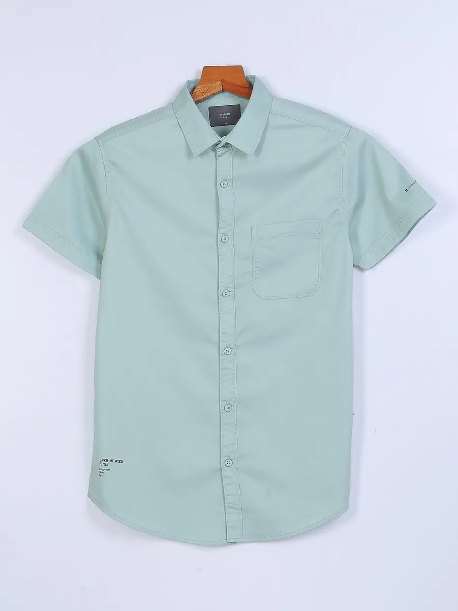 Spykar cotton casual shirt in mint green