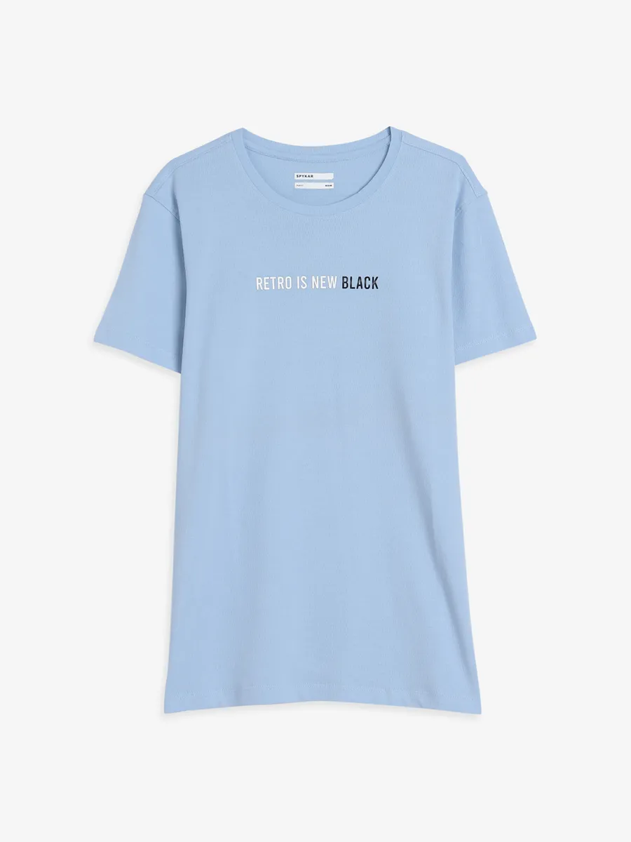 Spykar cotton light blue t-shirt