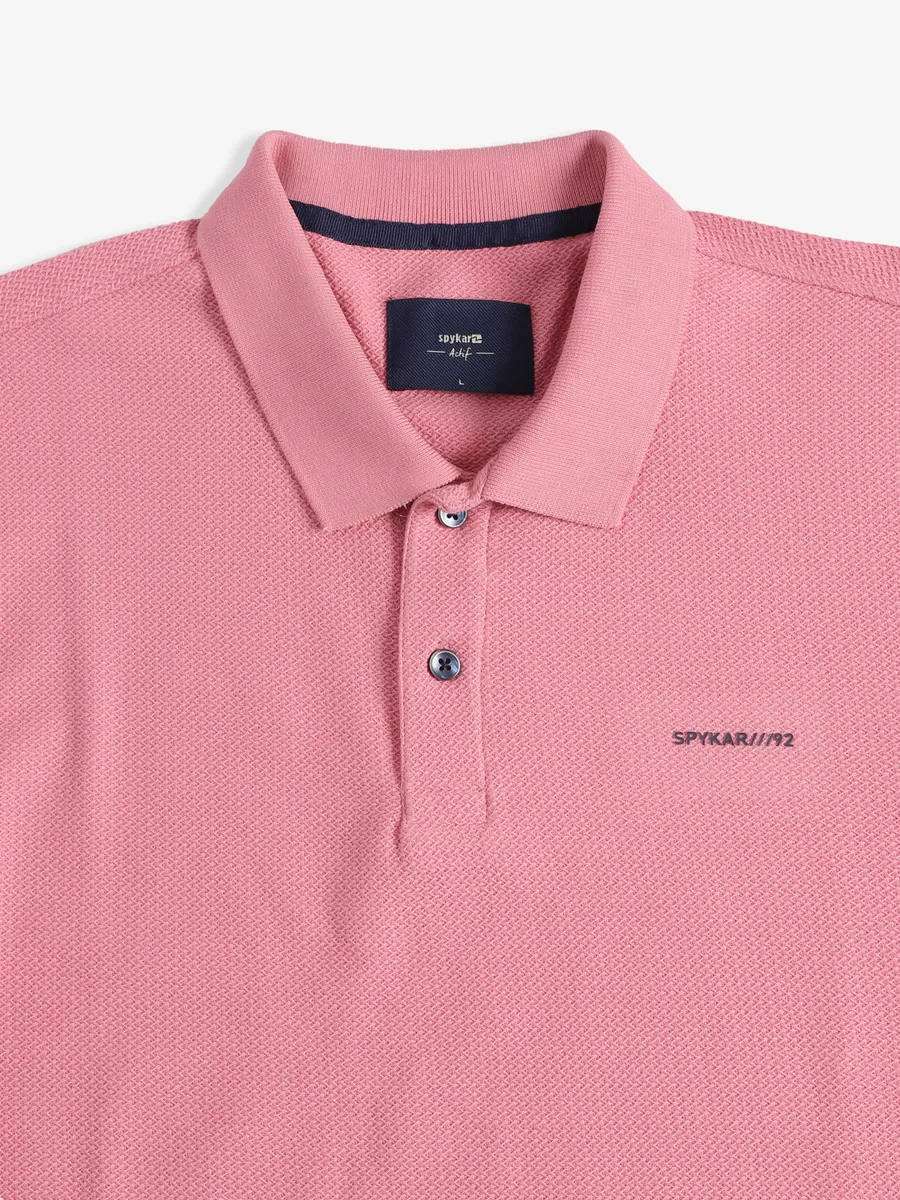 Spykar cotton pink polo t-shirt