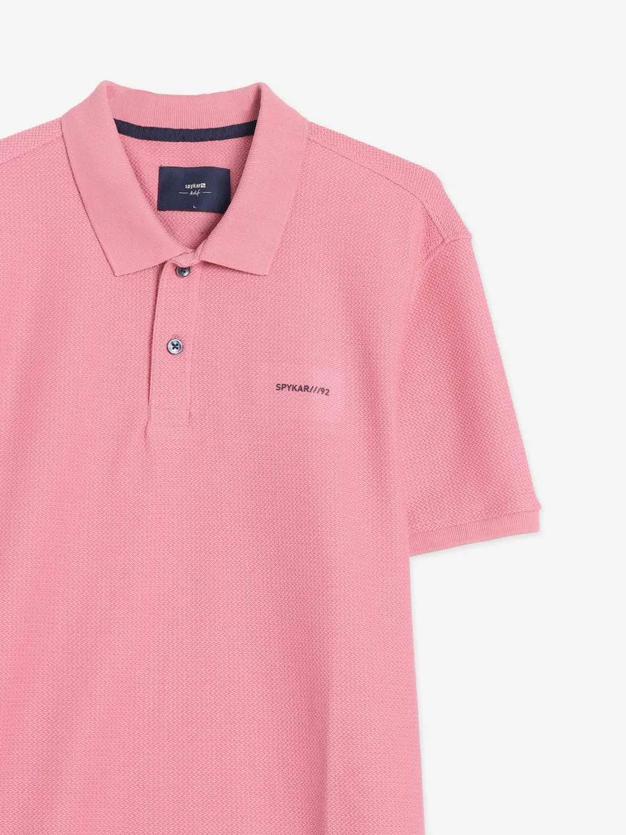 Spykar cotton pink polo t-shirt