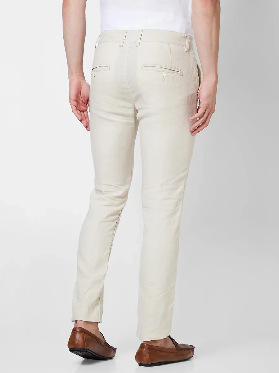 SPYKAR cream linen trouser