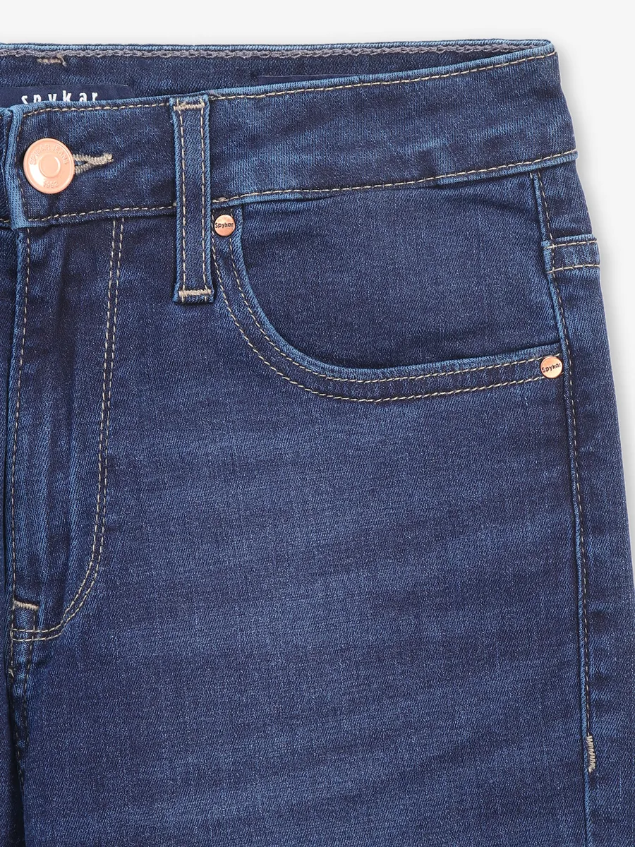 SPYKAR dark blue solid jeans in slim fit for men