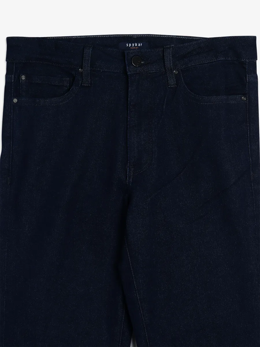SPYKAR navy solid straight ankle length jeans
