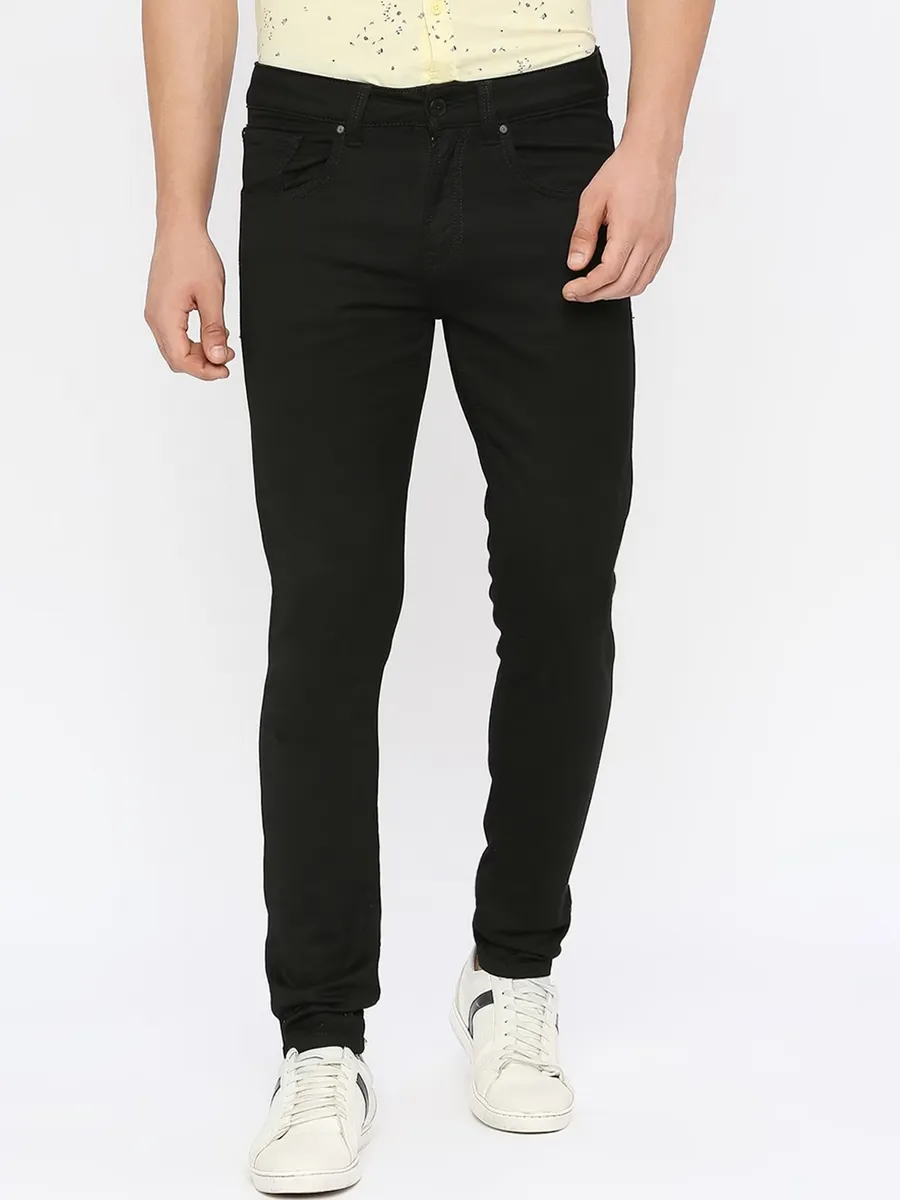 Spykar super skinny fit black solid jeans