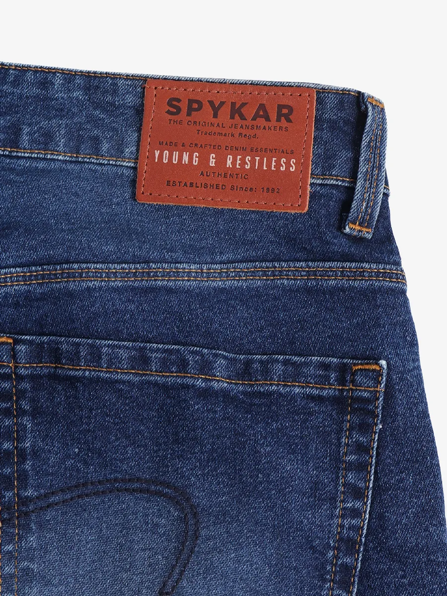 Spykar washed dark blue men jeans