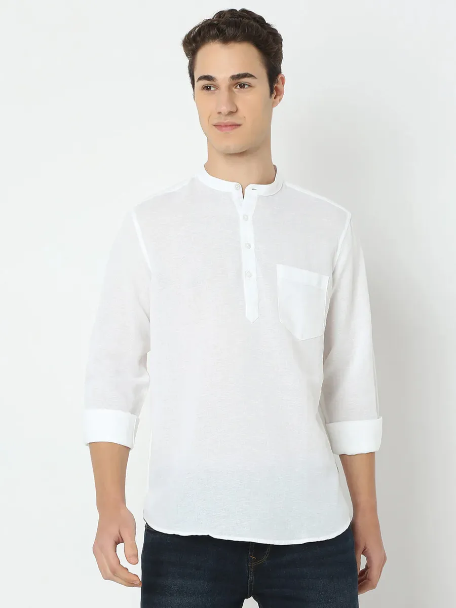 SPYKAR white kurta style mens shirt