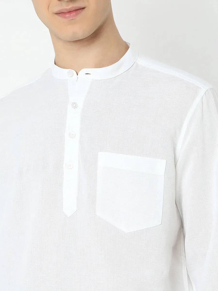 SPYKAR white kurta style mens shirt